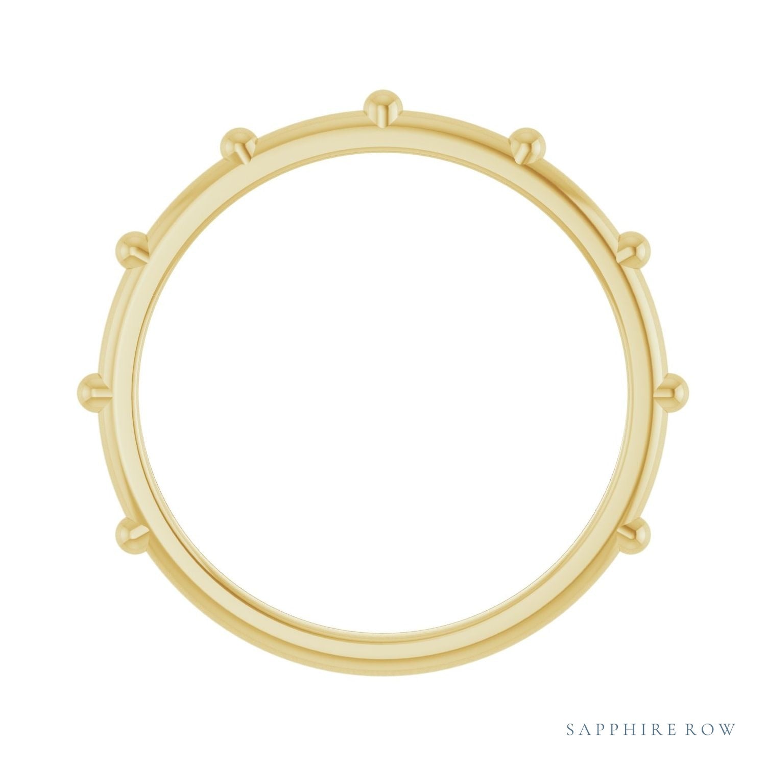Sapphire Row Gold Bead Station Ring - 14K Yellow Gold (view 2)