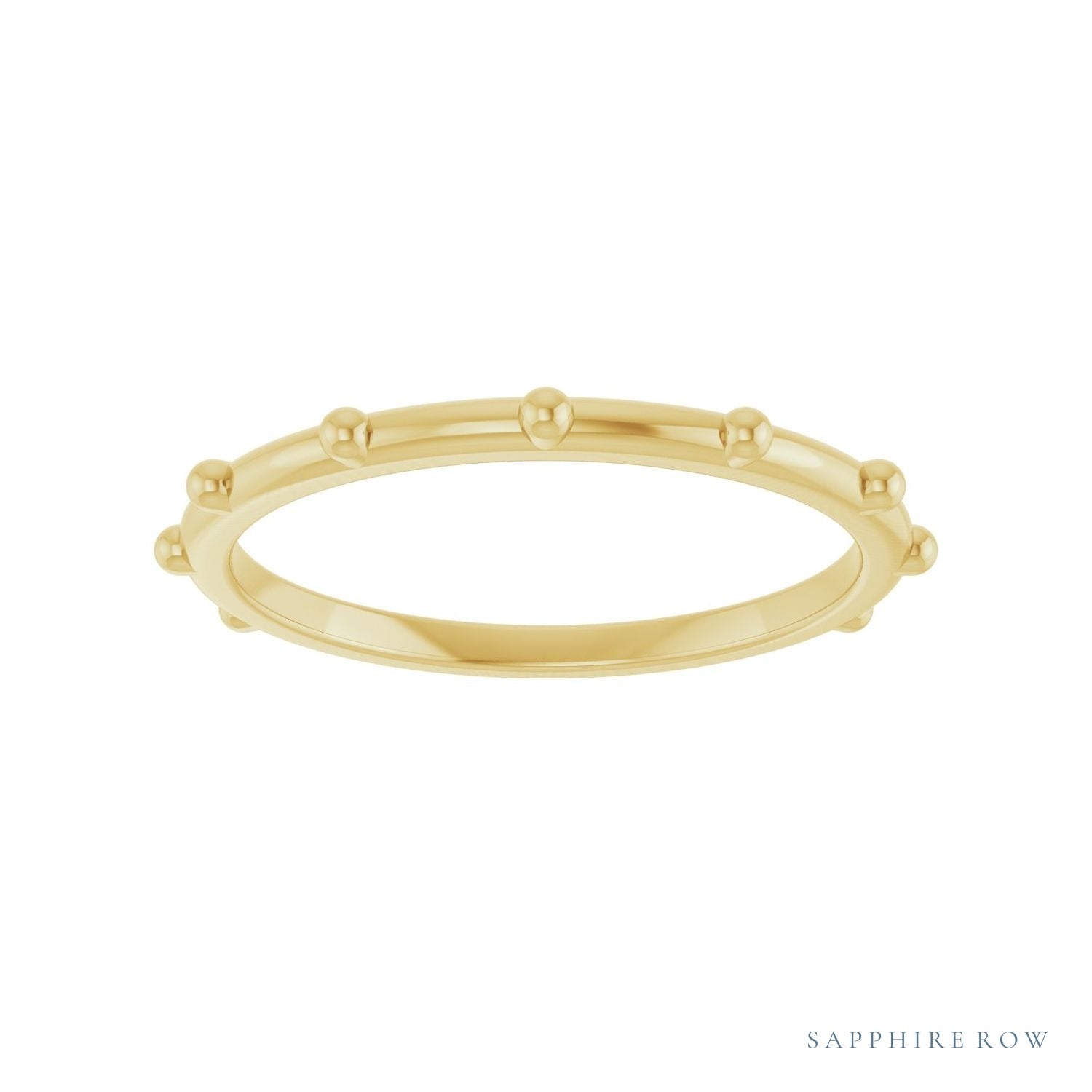 Sapphire Row Gold Bead Station Ring - 14K Yellow Gold (view 3)