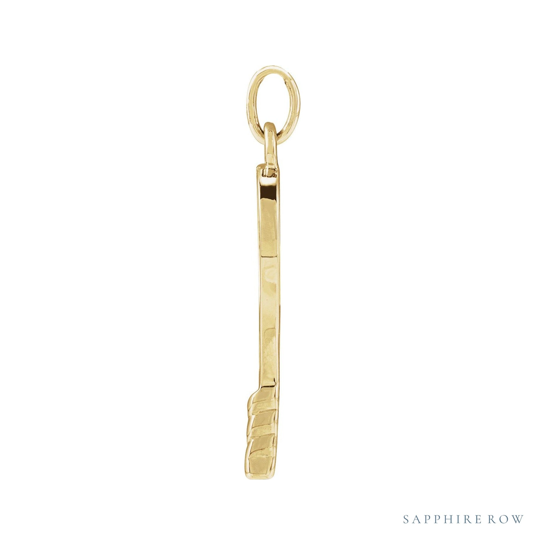 Sapphire Row Gold Tennis Racquet Pendant - 14K Yellow Gold (view 2)