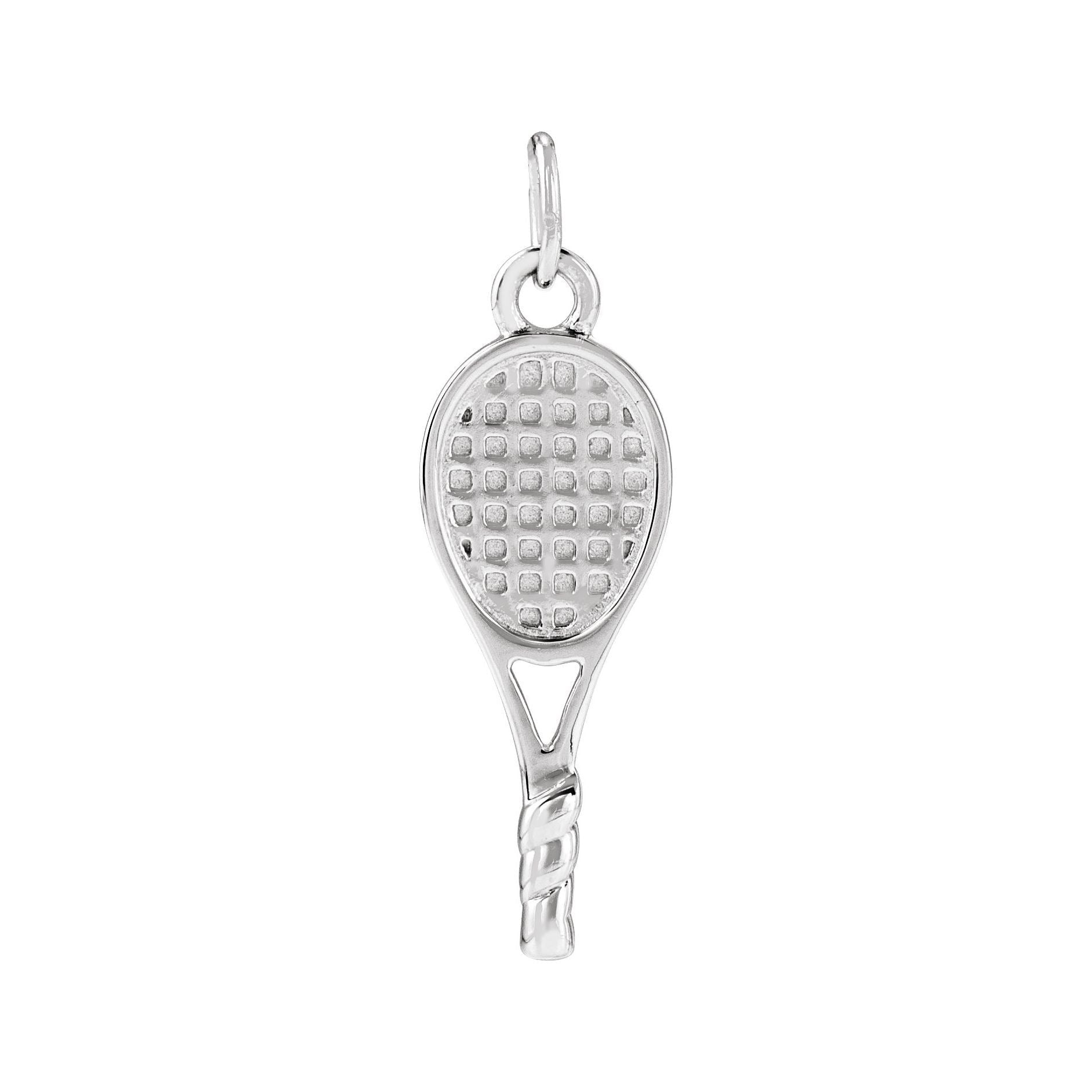 Sapphire Row Gold Tennis Racquet Pendant - 14K White Gold