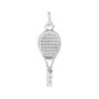 Sapphire Row Gold Tennis Racquet Pendant - 14K White Gold