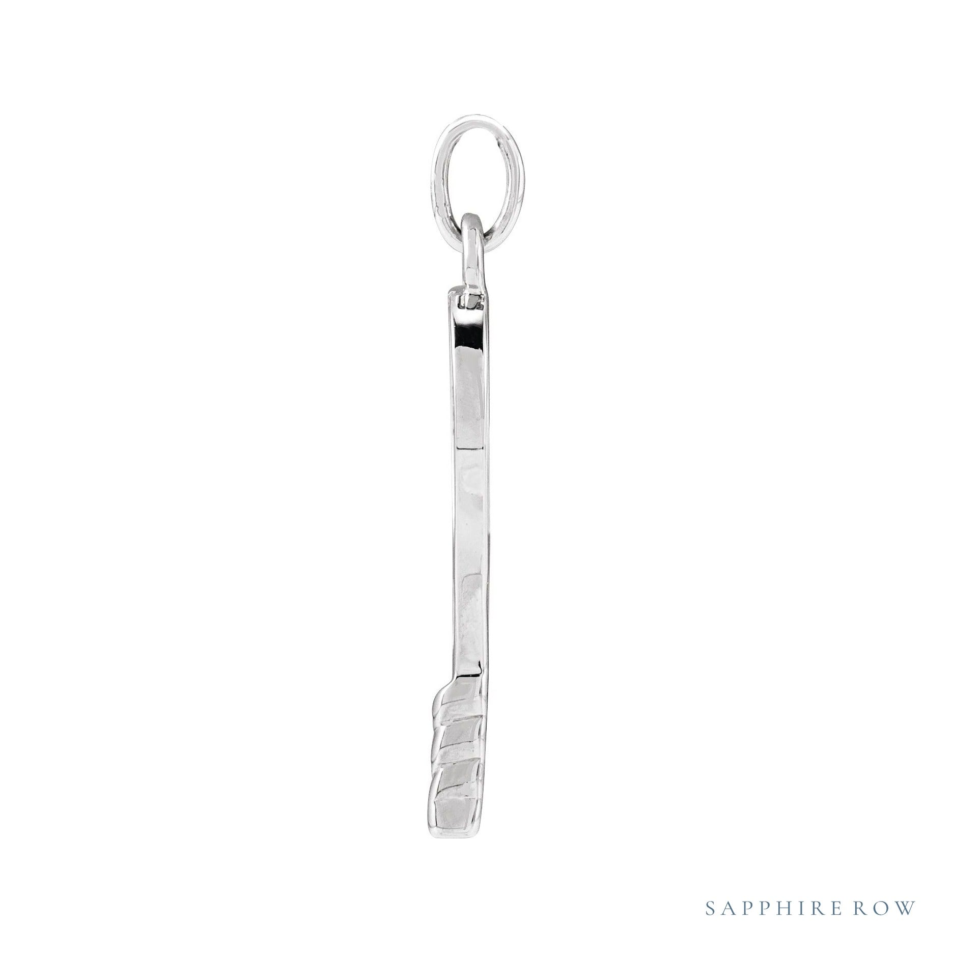 Sapphire Row Gold Tennis Racquet Pendant - 14K White Gold (view 2)