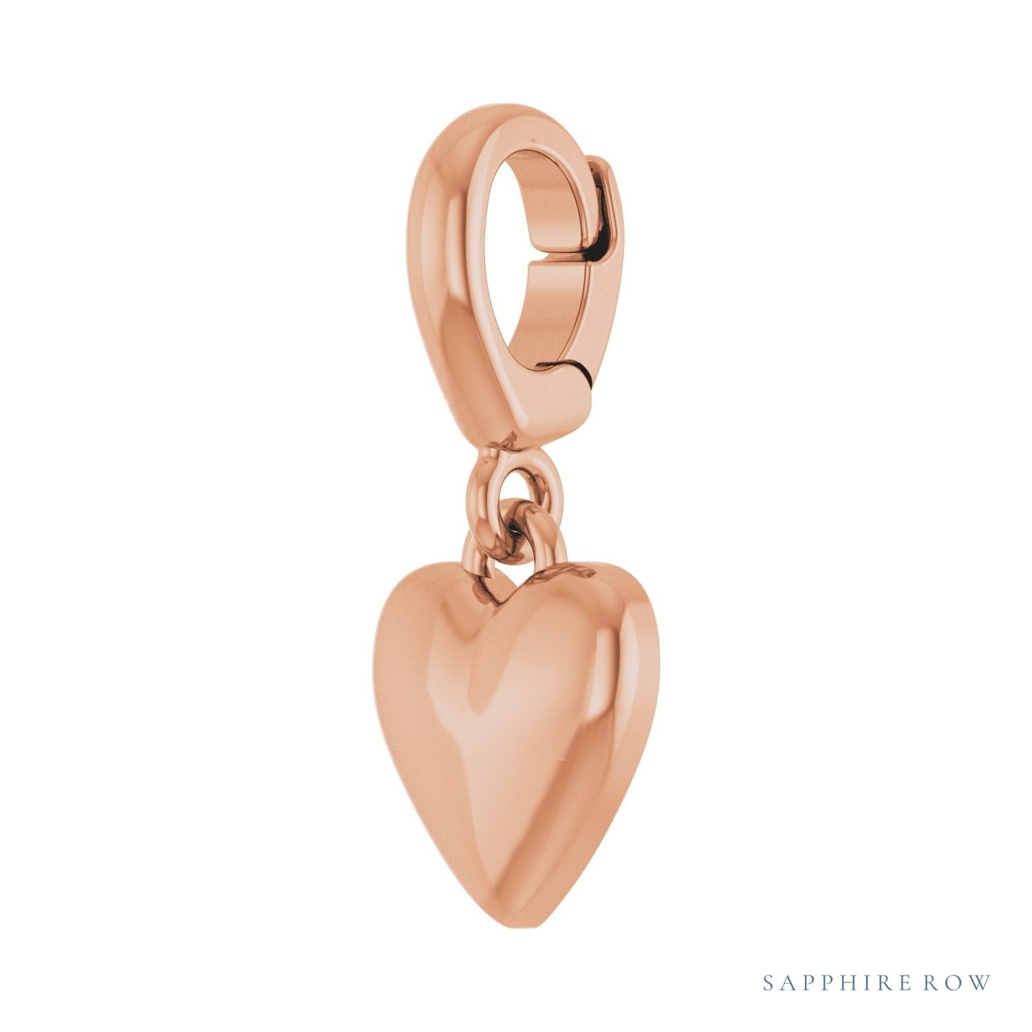 Sapphire Row Gold Puffed Heart Charm - 14K Rose Gold (view 2)