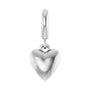 Sapphire Row Gold Puffed Heart Charm - 14K White Gold
