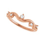 Sapphire Row Natural Diamond Wave Station Ring - 14K Rose Gold (view 5)