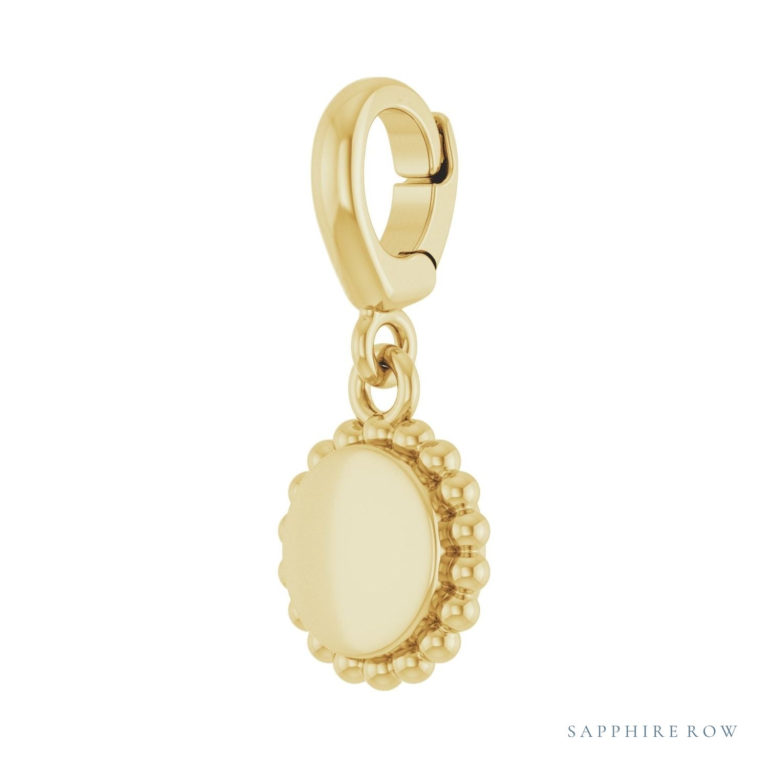 Sapphire Row Engravable Beaded Disc Charm - 14K Yellow Gold (view 2)