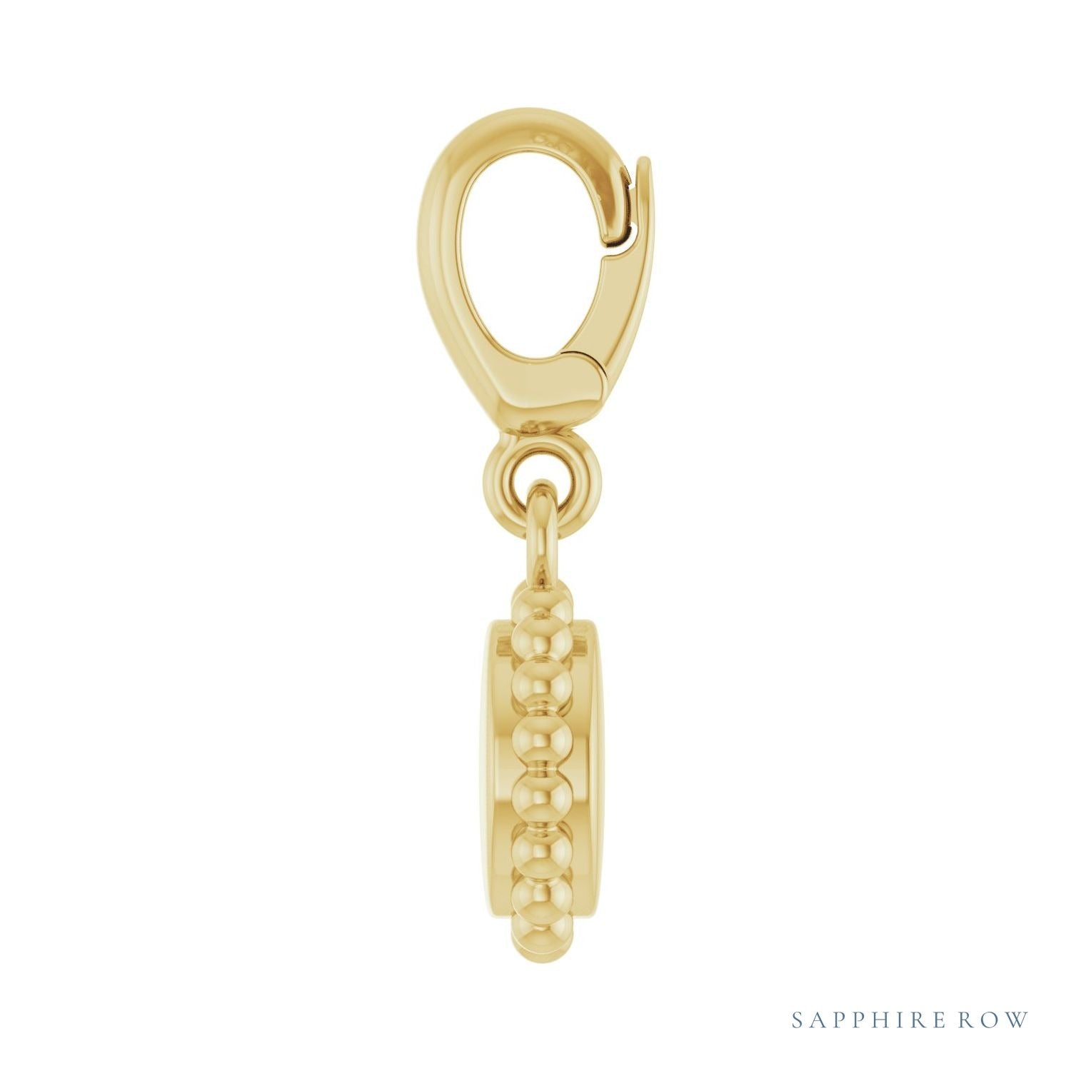 Sapphire Row Engravable Beaded Disc Charm - 14K Yellow Gold (view 3)