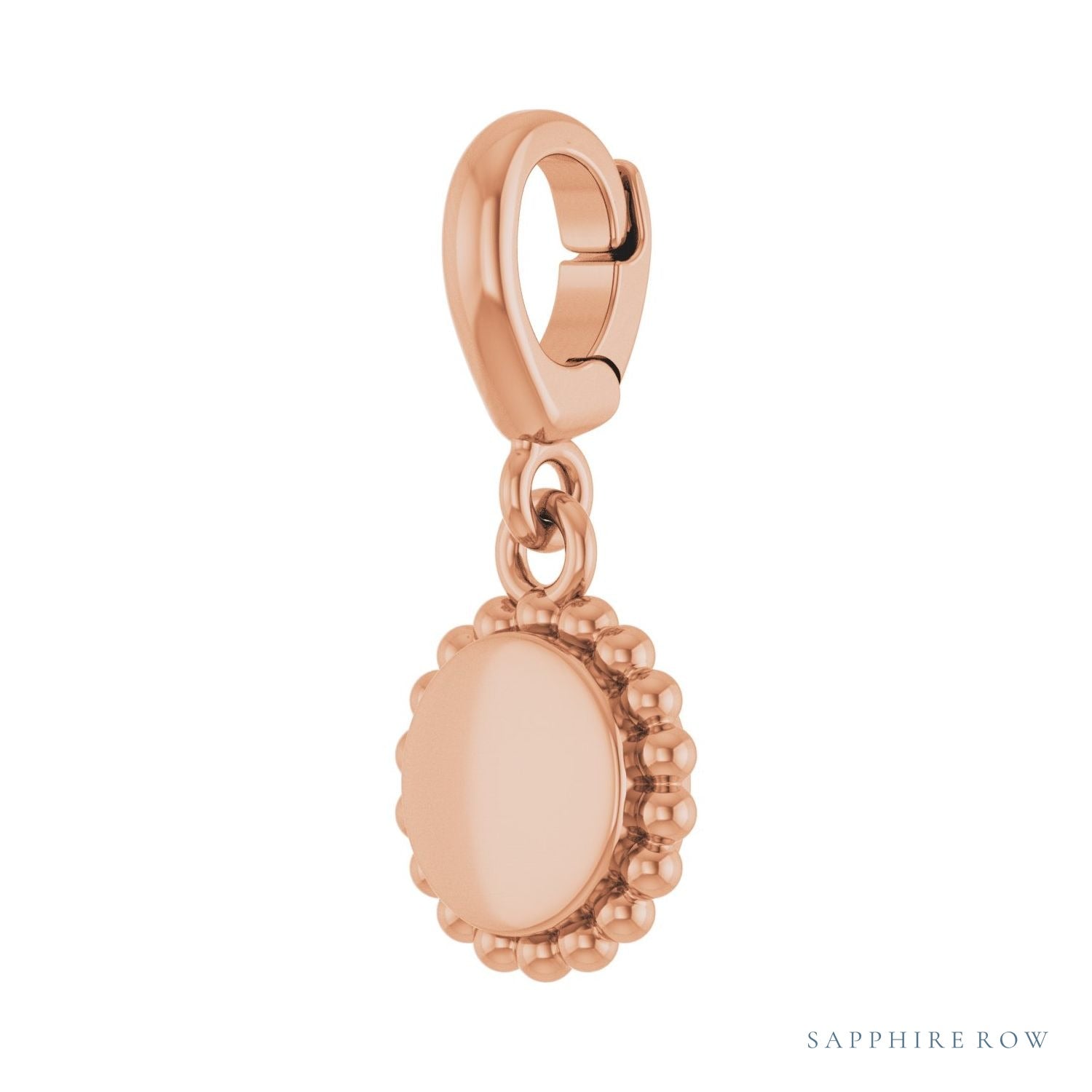 Sapphire Row Engravable Beaded Disc Charm - 14K Rose Gold (view 2)
