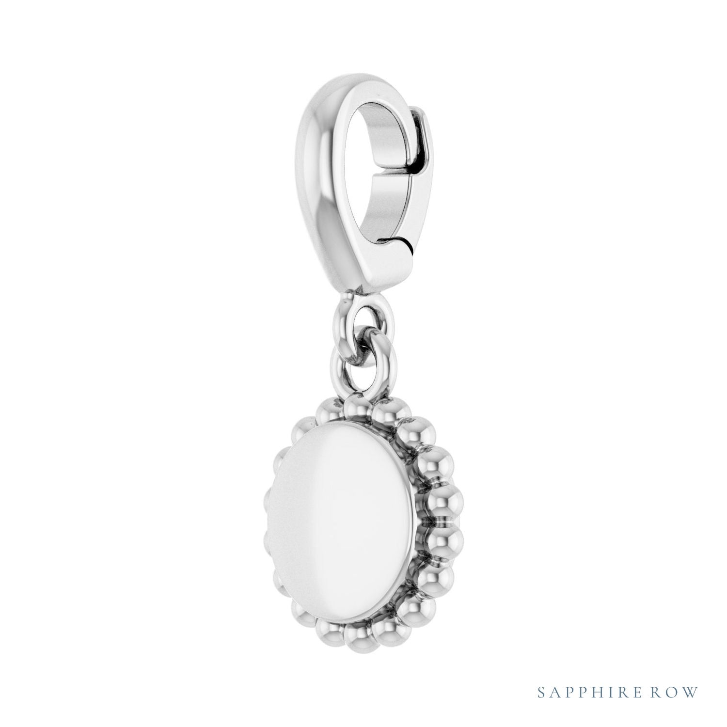 Sapphire Row Engravable Beaded Disc Charm - Platinum (view 2)