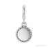 Sapphire Row Engravable Beaded Disc Charm - 14K White Gold