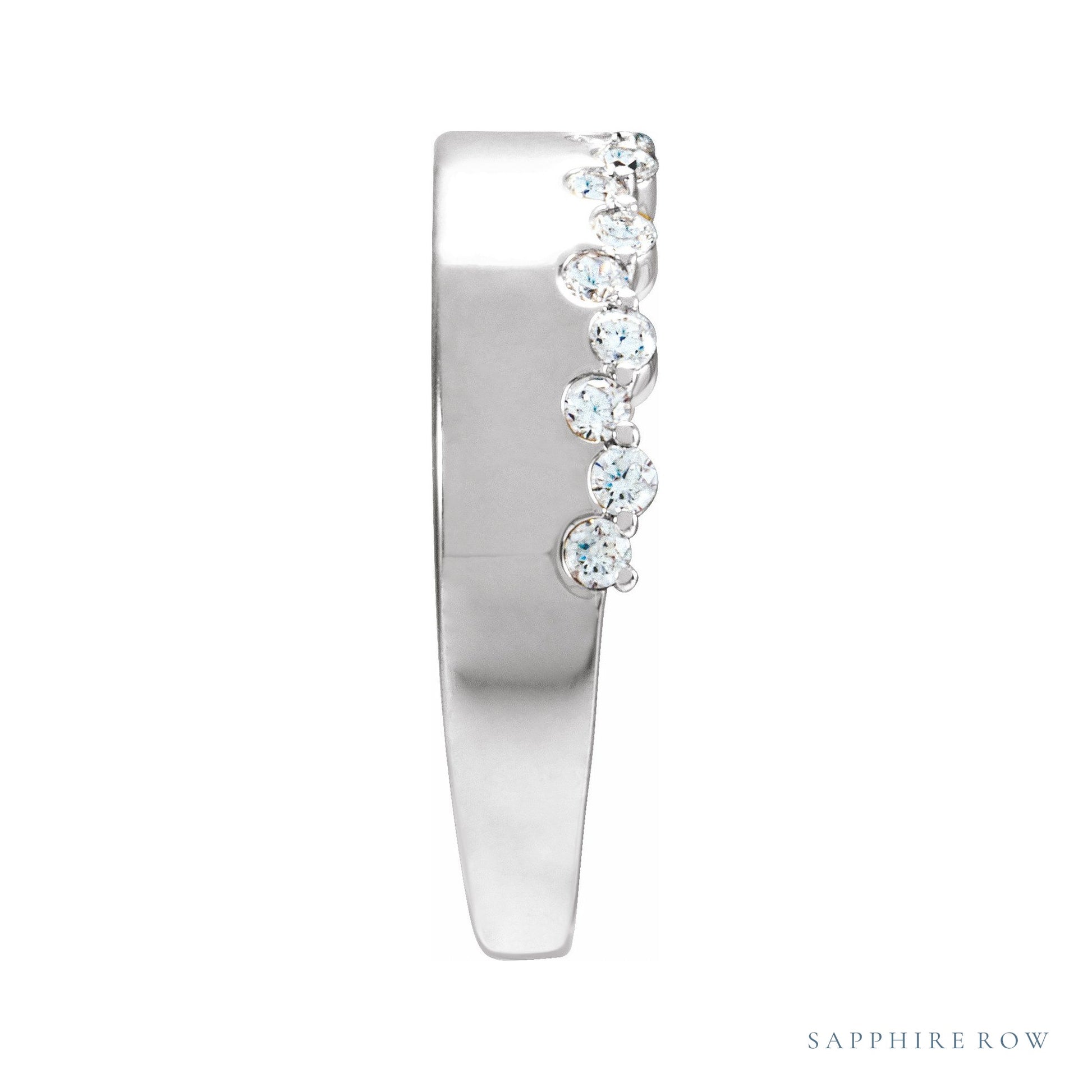Sapphire Row Natural Diamond Cigar Band - 14K White Gold (view 3)