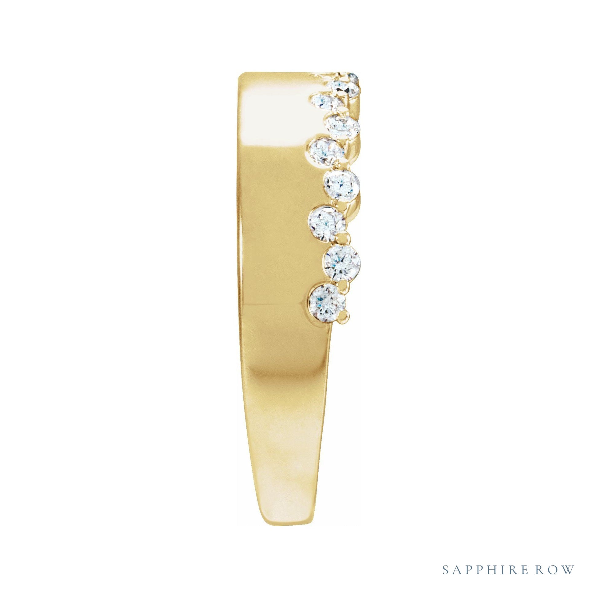 Sapphire Row Natural Diamond Cigar Band - 14K Yellow Gold (view 3)
