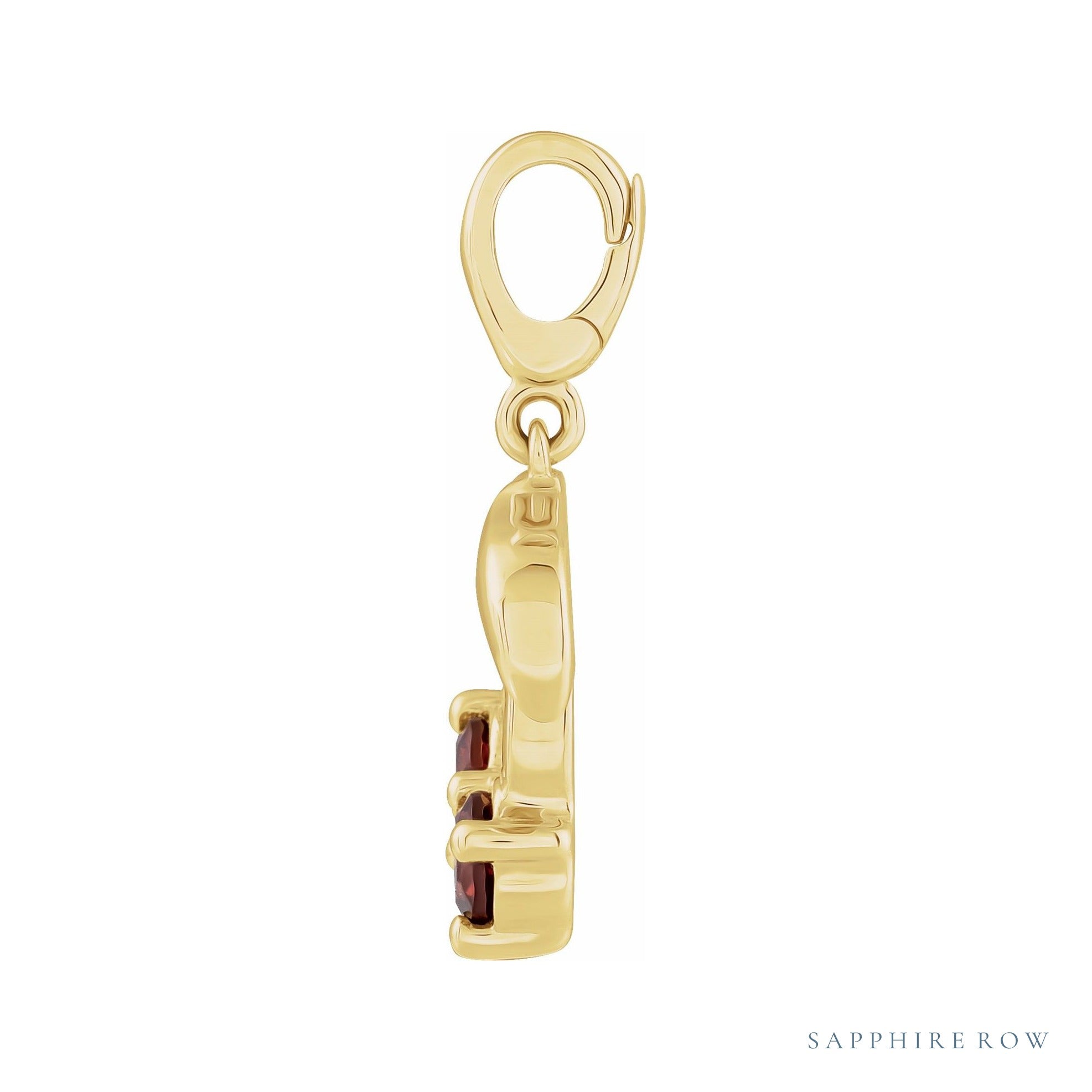 Sapphire Row Natural Garnet Cherry Charm - 14K Yellow Gold (view 2)