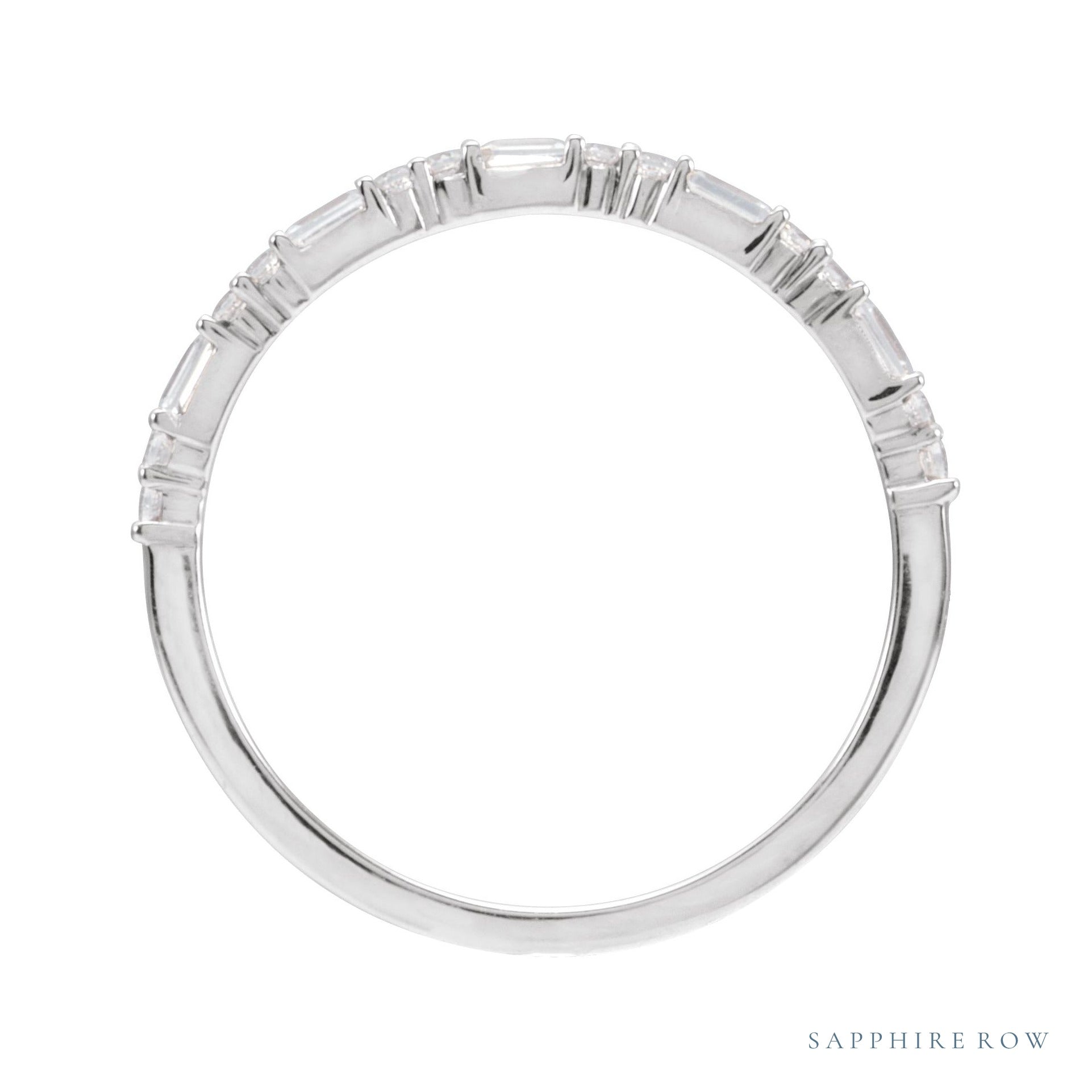 Sapphire Row Natural Diamond Mixed-Cut Mini Stacking Ring - 14K White Gold (view 2)