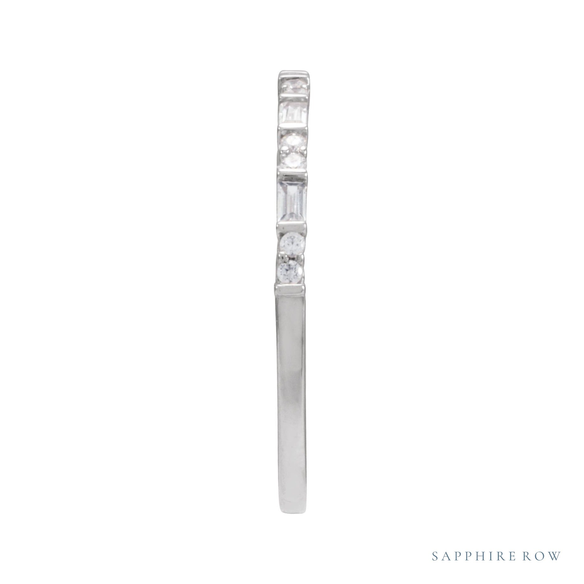 Sapphire Row Natural Diamond Mixed-Cut Mini Stacking Ring - 14K White Gold (view 3)