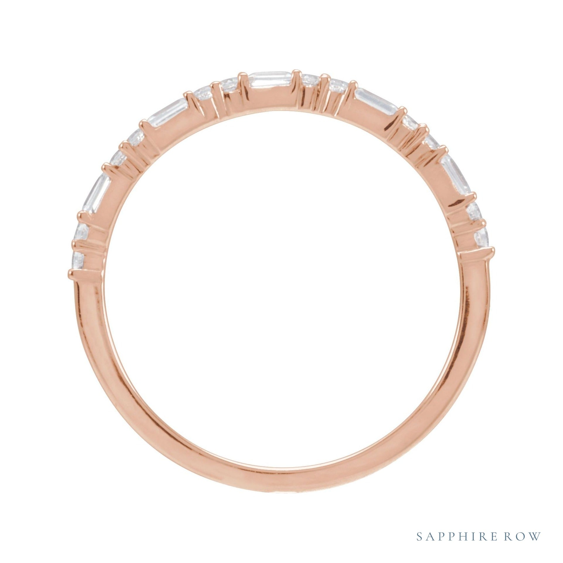Sapphire Row Natural Diamond Mixed-Cut Mini Stacking Ring - 14K Rose Gold (view 2)