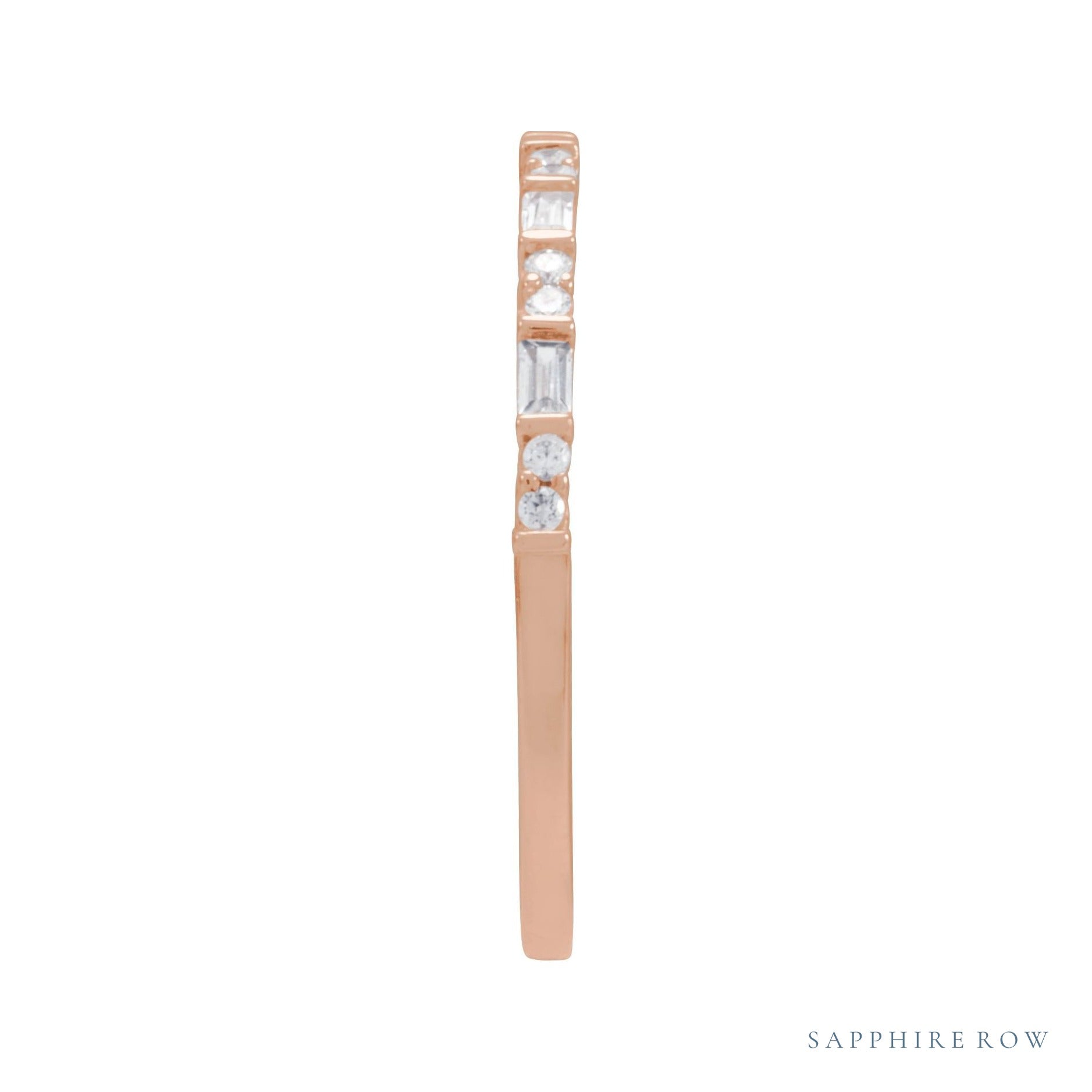 Sapphire Row Natural Diamond Mixed-Cut Mini Stacking Ring - 14K Rose Gold (view 3)
