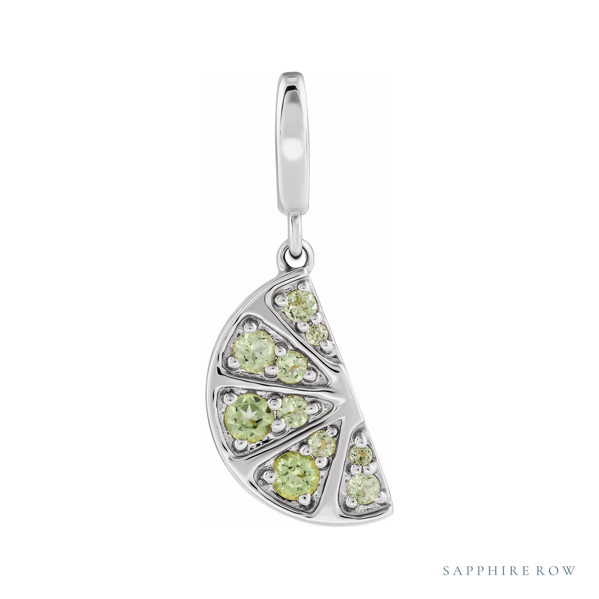 Sapphire Row Natural Peridot Lime Wedge Charm - 14K White Gold