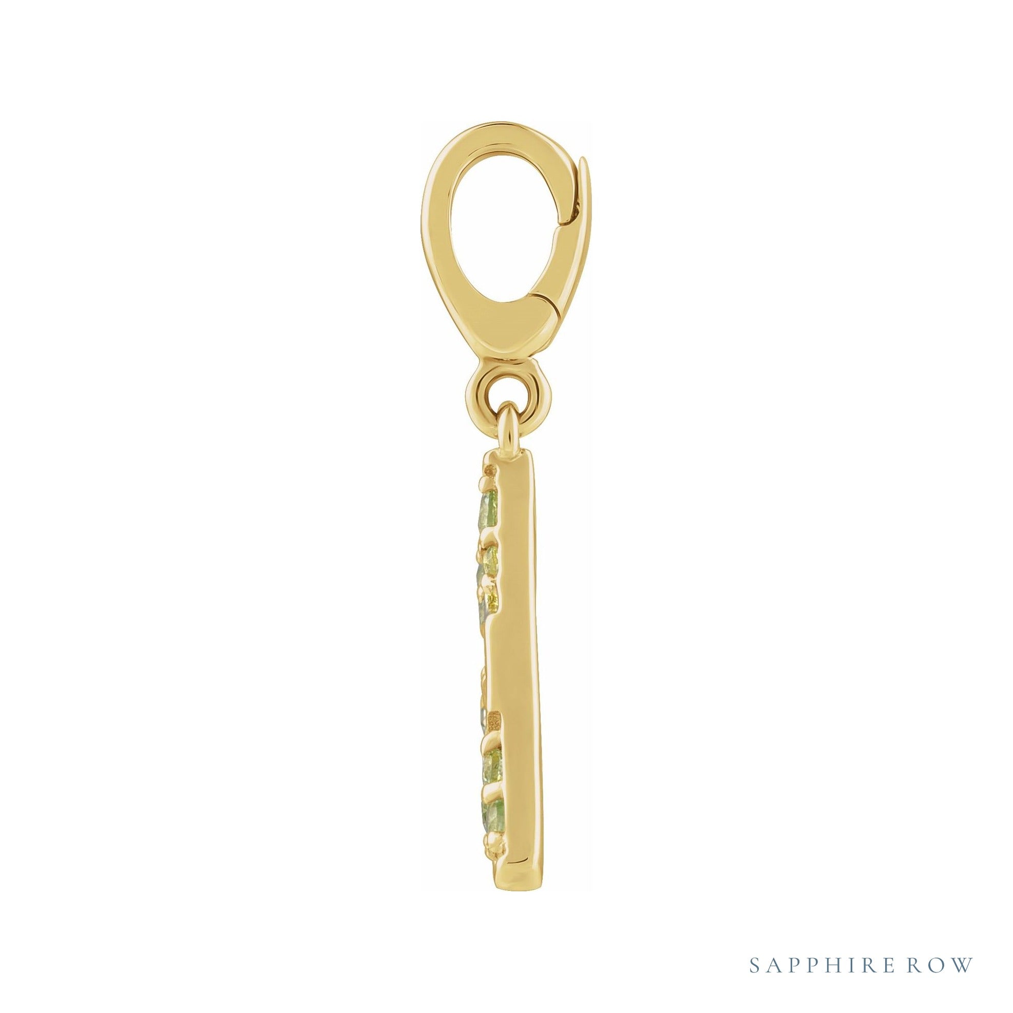 Sapphire Row Natural Peridot Lime Wedge Charm - 14K Yellow Gold (view 2)