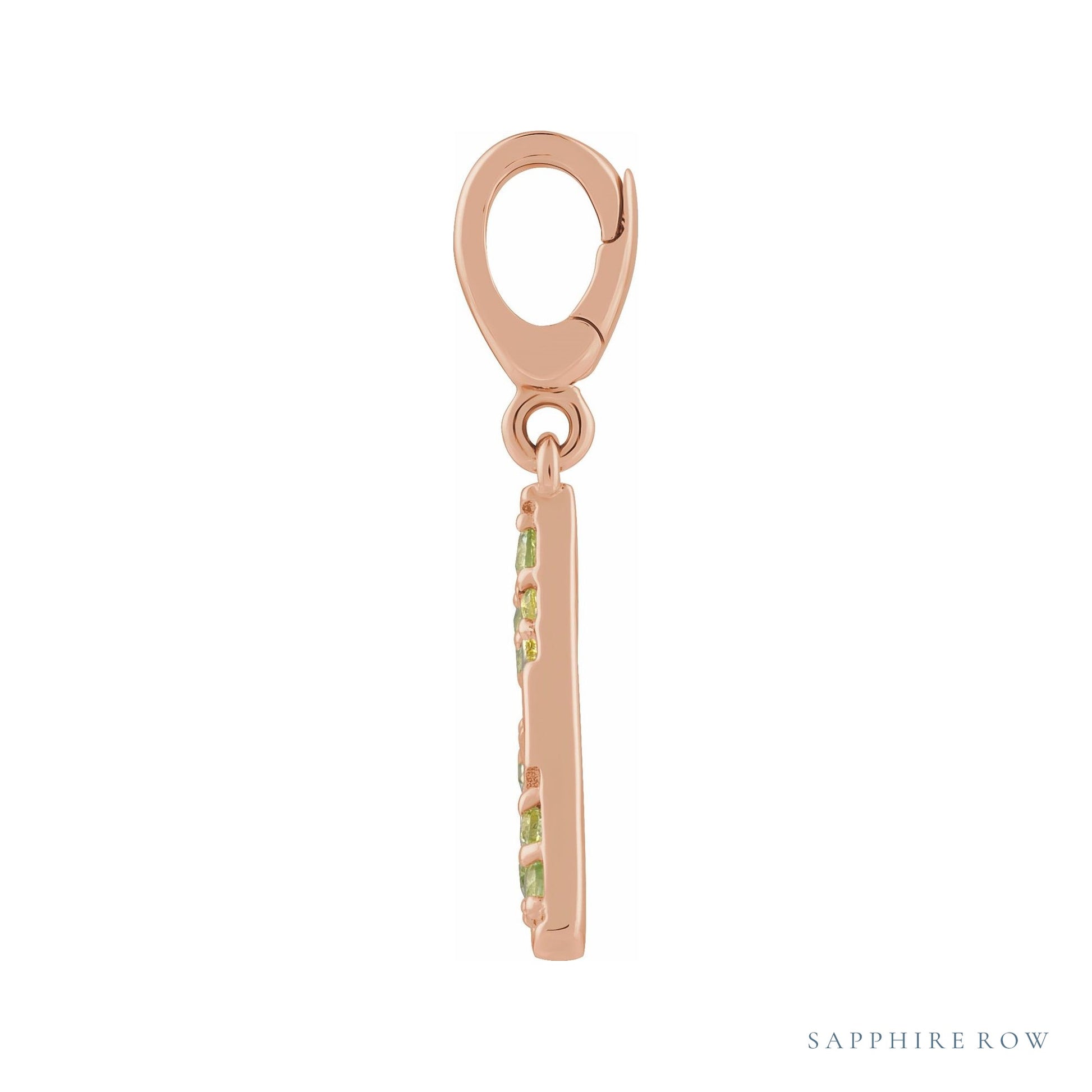 Sapphire Row Natural Peridot Lime Wedge Charm - 14K Rose Gold (view 2)