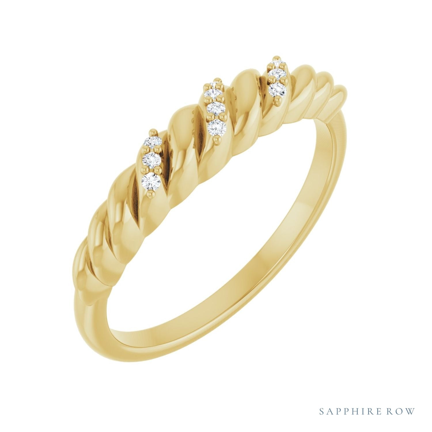 Sapphire Row Natural Diamond Pavé Accent Twisted Dome Ring - 14K Yellow Gold