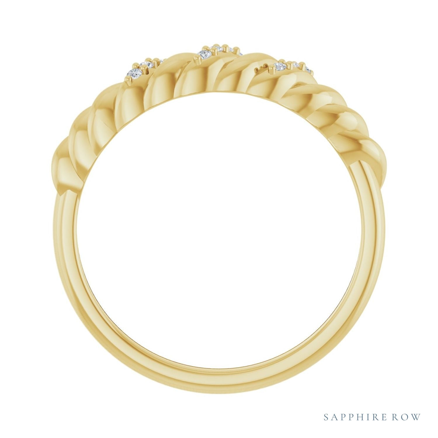 Sapphire Row Natural Diamond Pavé Accent Twisted Dome Ring - 14K Yellow Gold (view 2)