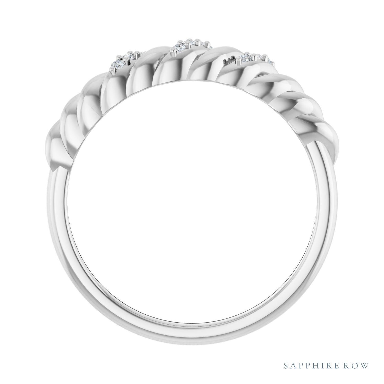 Sapphire Row Natural Diamond Pavé Accent Twisted Dome Ring - Platinum (view 2)