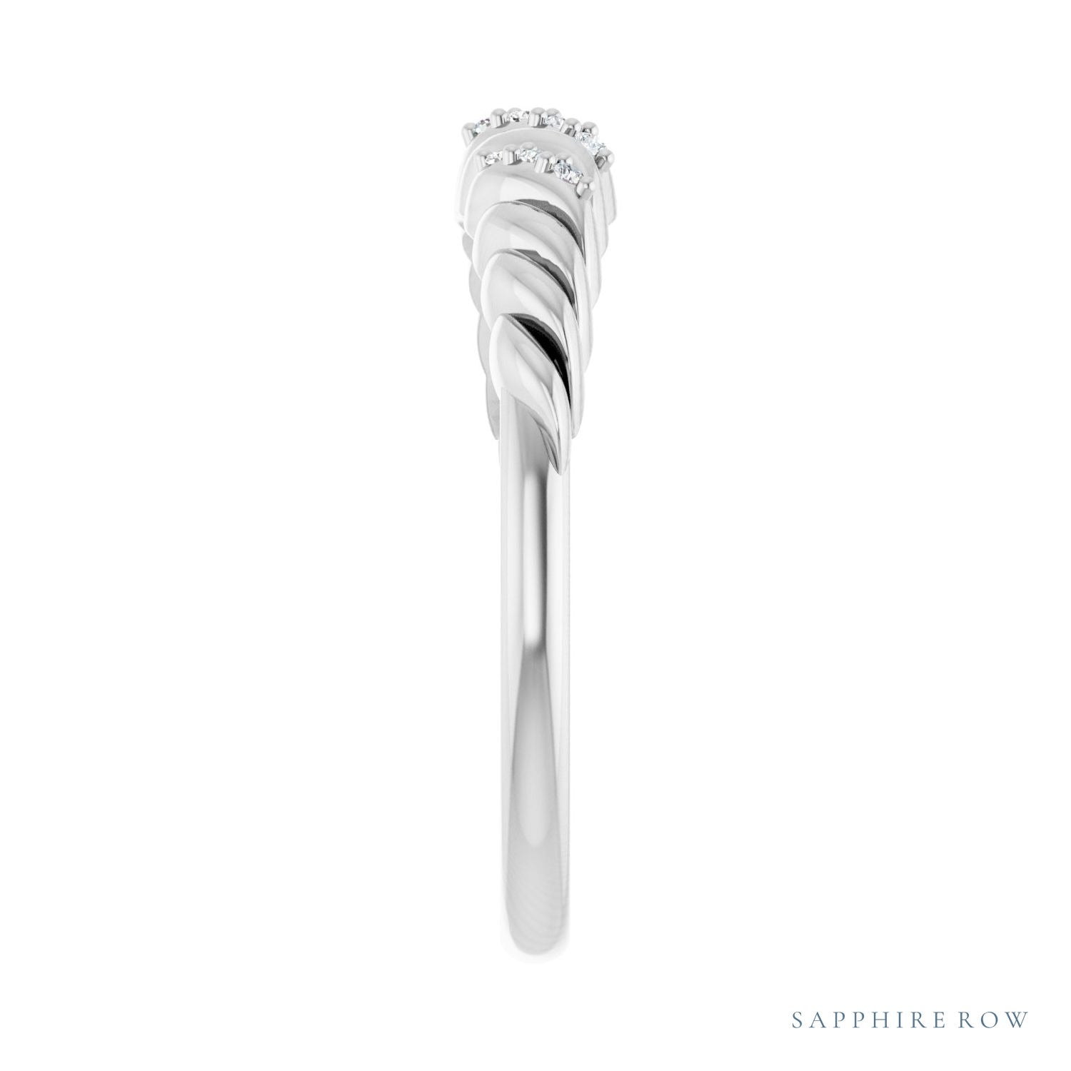 Sapphire Row Natural Diamond Pavé Accent Twisted Dome Ring - Platinum (view 4)