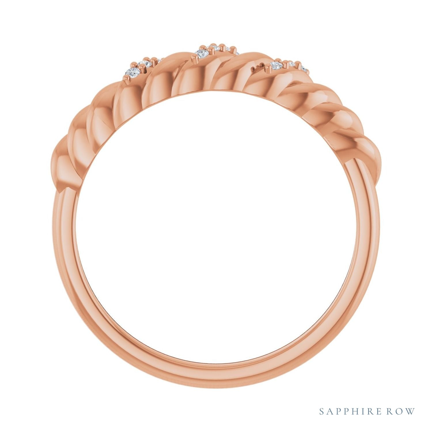 Sapphire Row Natural Diamond Pavé Accent Twisted Dome Ring - 14K Rose Gold (view 2)