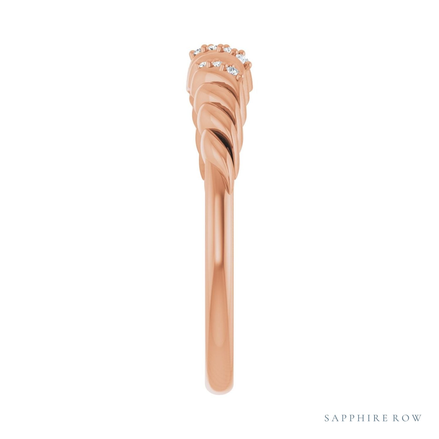 Sapphire Row Natural Diamond Pavé Accent Twisted Dome Ring - 14K Rose Gold (view 4)