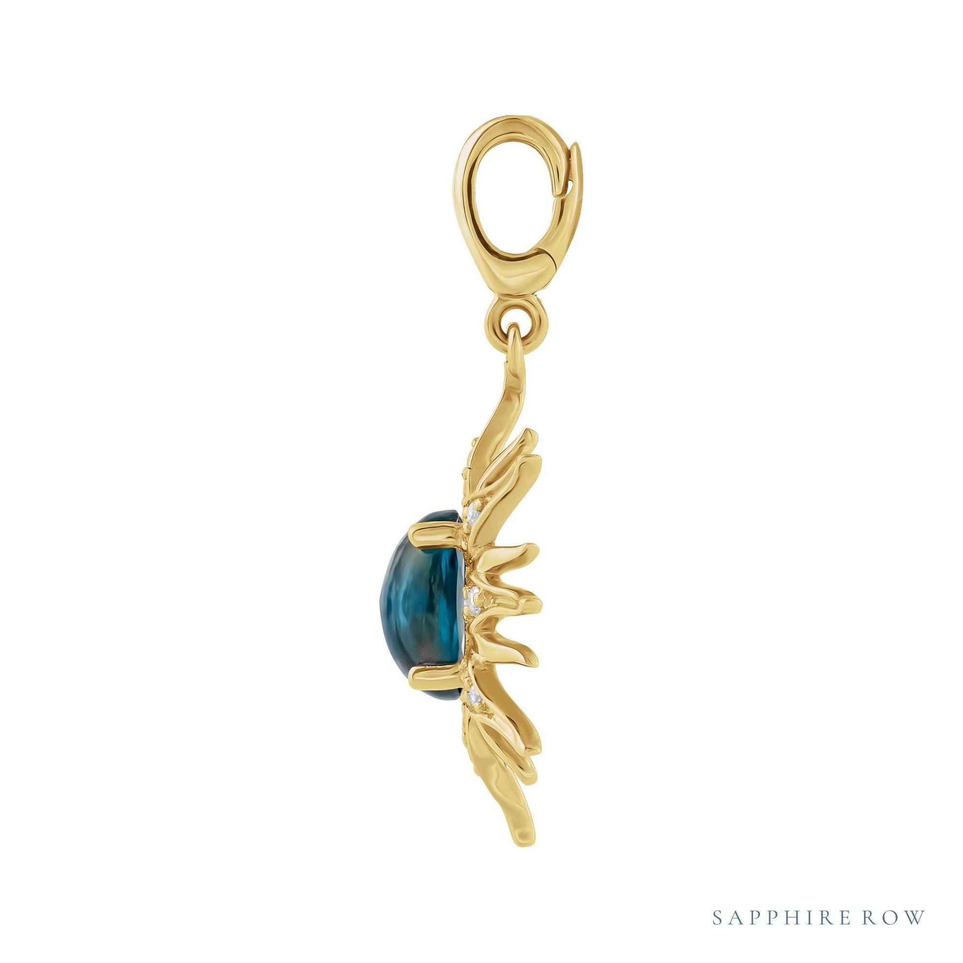 Sapphire Row Natural London Blue Topaz Sun Charm - 14K Yellow Gold (view 2)
