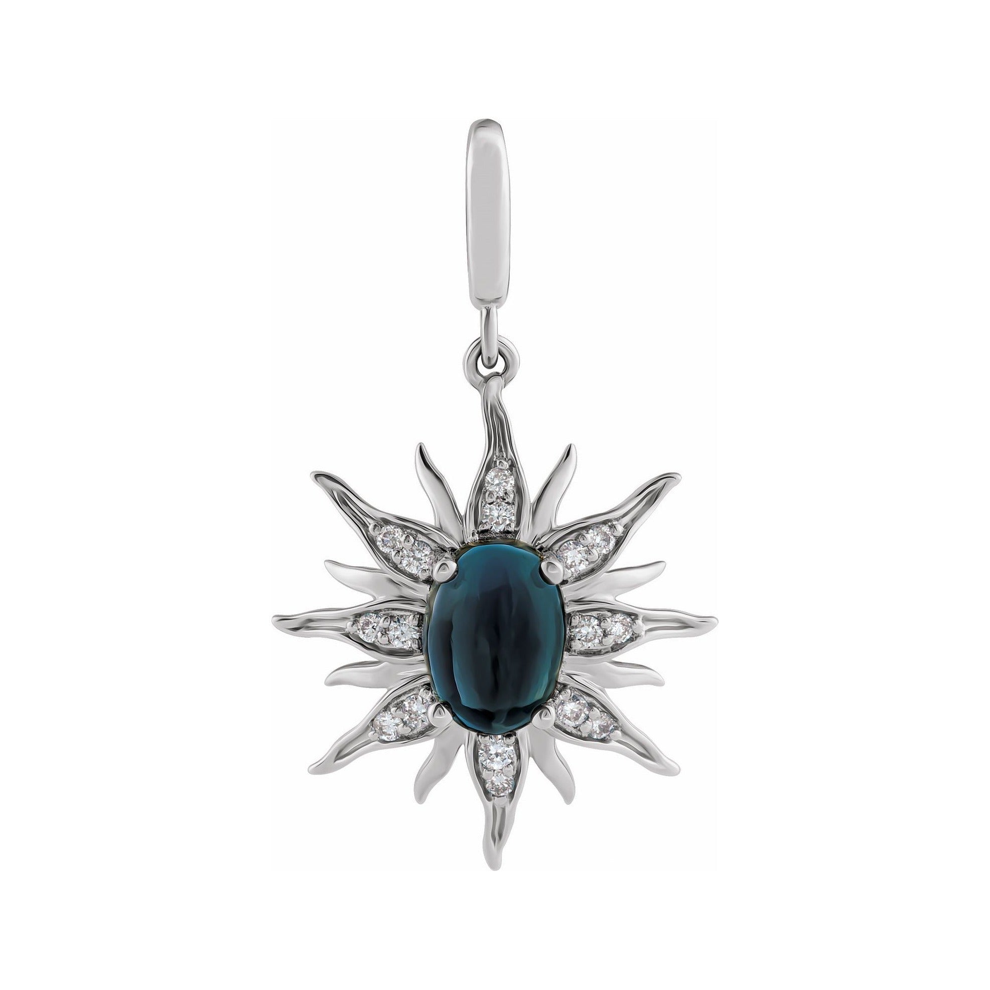 Sapphire Row Natural London Blue Topaz Sun Charm - 14K White Gold