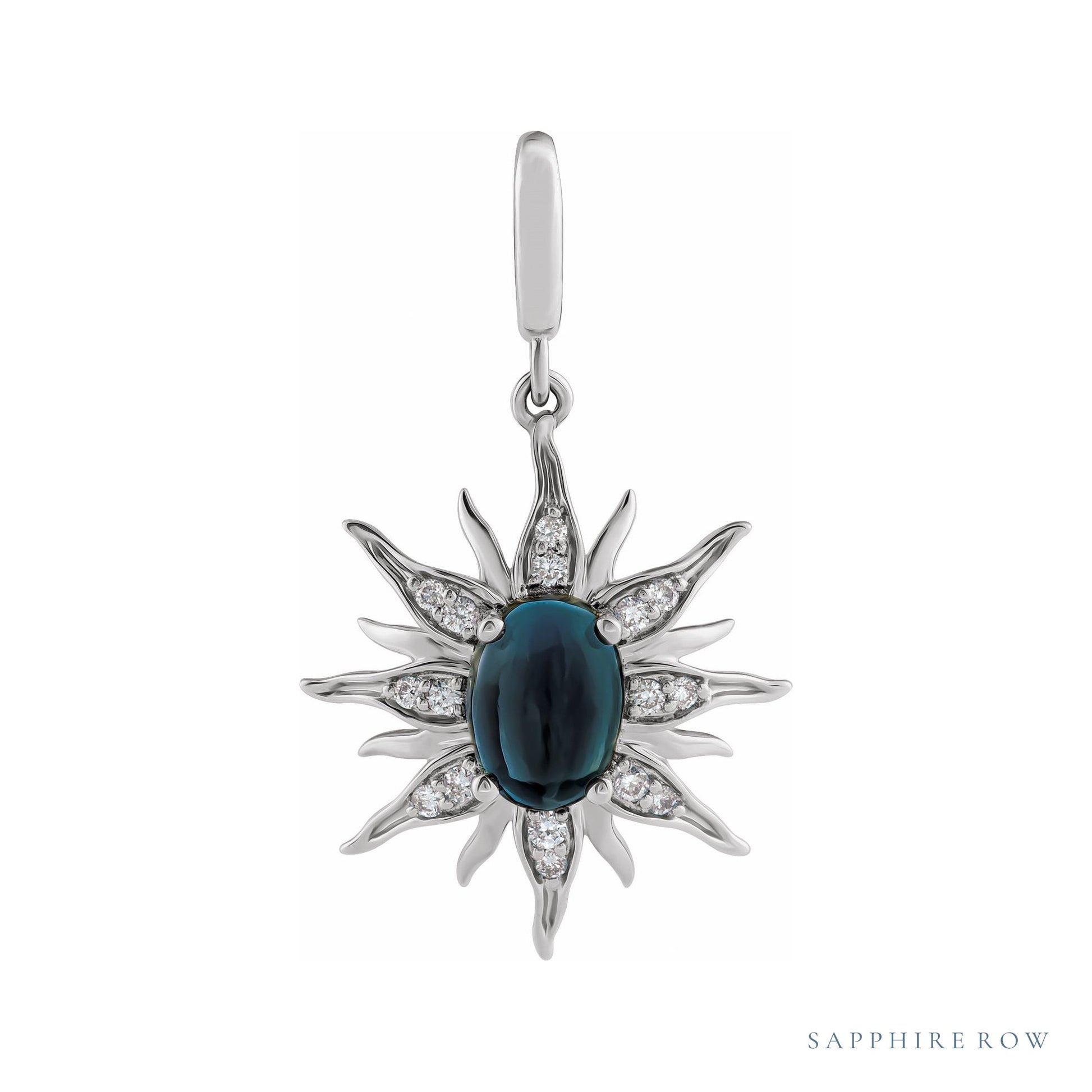 Sapphire Row Natural London Blue Topaz Sun Charm - 14K White Gold