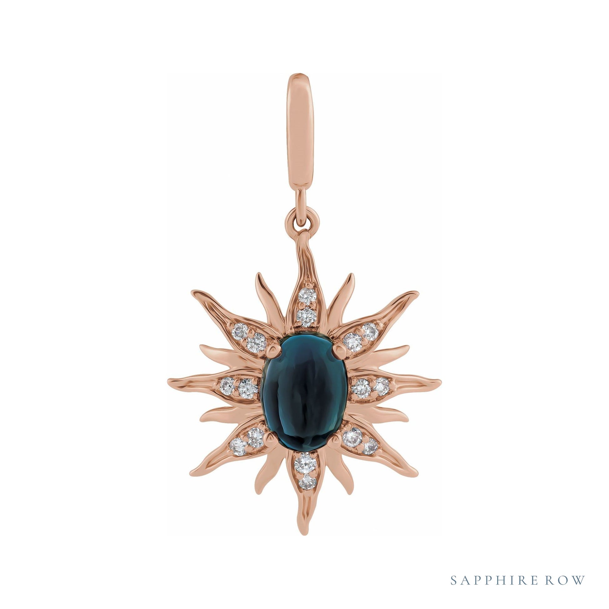 Sapphire Row Natural London Blue Topaz Sun Charm - 14K Rose Gold