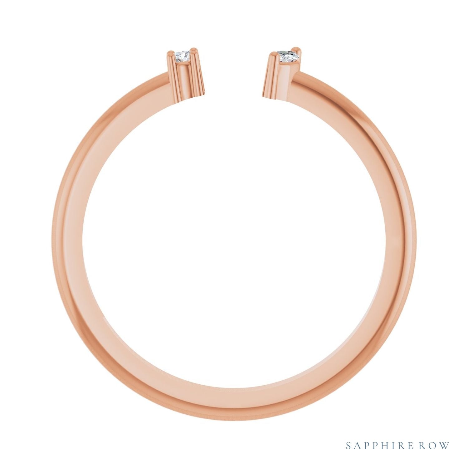 Sapphire Row Natural Diamond Wrap Stacking Ring - 14K Rose Gold (view 2)