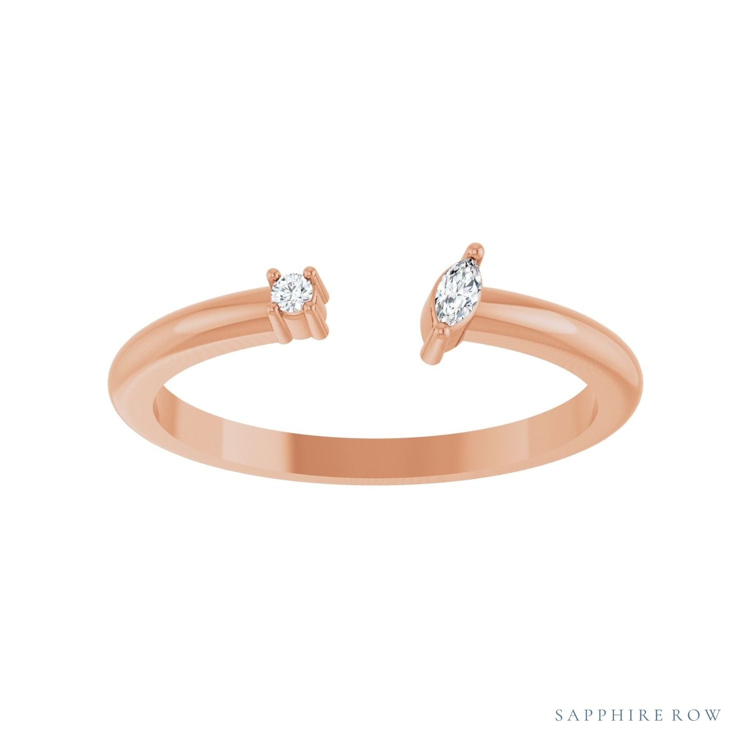 Sapphire Row Natural Diamond Wrap Stacking Ring - 14K Rose Gold (view 3)