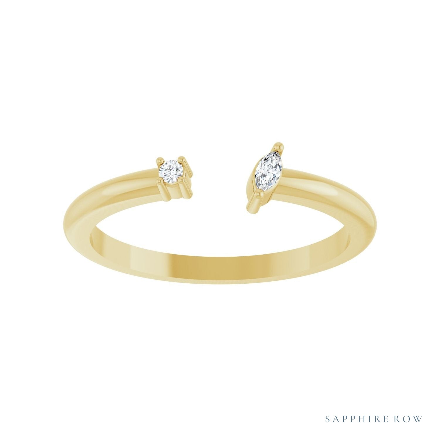 Sapphire Row Natural Diamond Wrap Stacking Ring - 14K Yellow Gold (view 3)