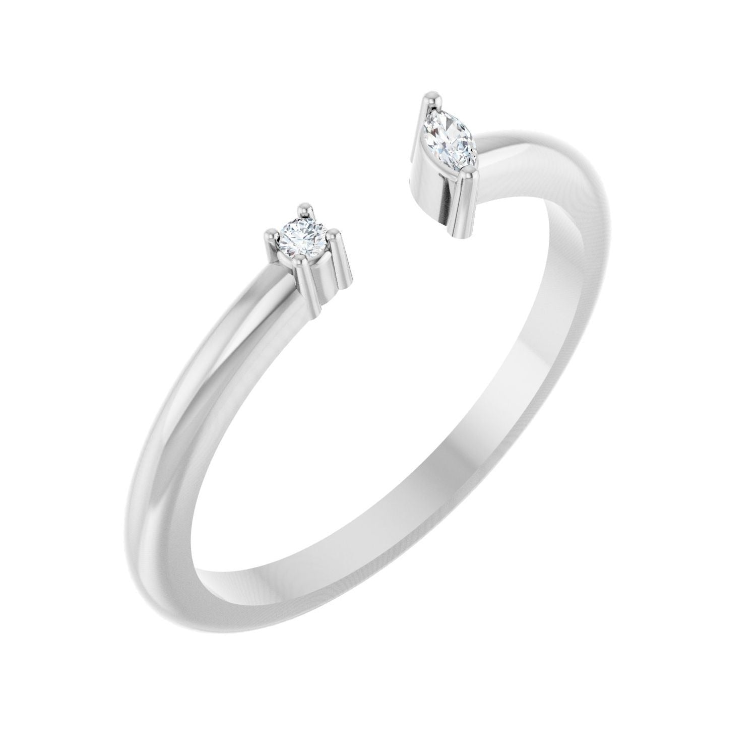 Sapphire Row Natural Diamond Wrap Stacking Ring - 14K White Gold