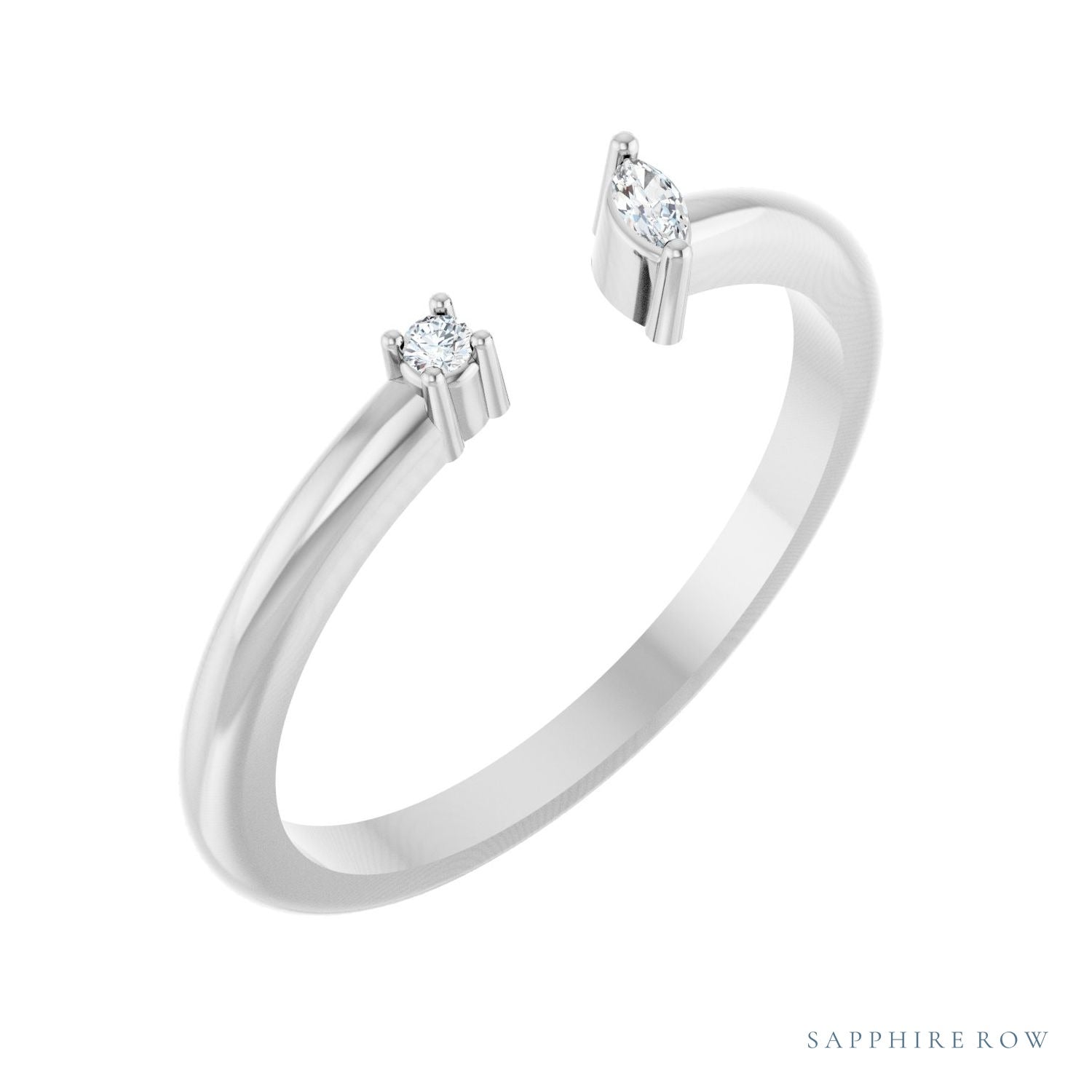 Sapphire Row Natural Diamond Wrap Stacking Ring - Platinum