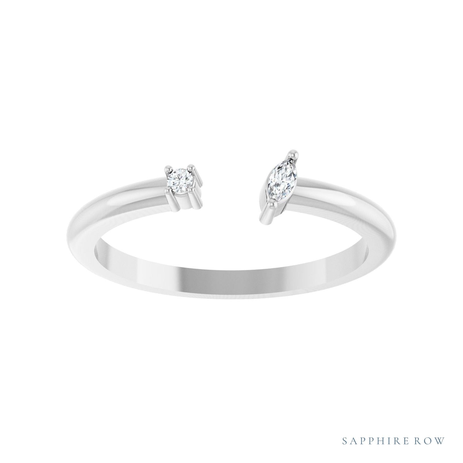 Sapphire Row Natural Diamond Wrap Stacking Ring - Platinum (view 3)