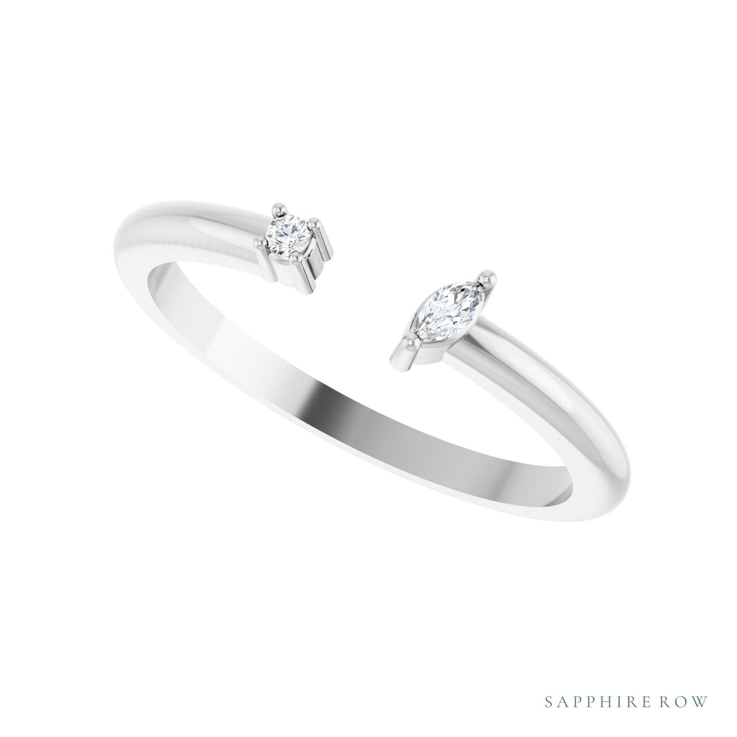 Sapphire Row Natural Diamond Wrap Stacking Ring - Platinum (view 5)