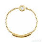 Sapphire Row Natural Diamond Solitaire Bezel Chain Ring - 14K Yellow Gold