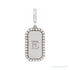Sapphire Row Engravable Natural Diamond Pavé Dog Tag Pendant - 14K White Gold (view 3)