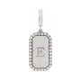 Sapphire Row Engravable Natural Diamond Pavé Dog Tag Pendant - 14K White Gold (view 3)