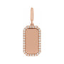 Sapphire Row Engravable Natural Diamond Pavé Dog Tag Pendant - 14K Rose Gold