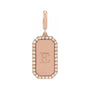 Sapphire Row Engravable Natural Diamond Pavé Dog Tag Pendant - 14K Rose Gold (view 3)