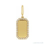Sapphire Row Engravable Natural Diamond Pavé Dog Tag Pendant - 14K Yellow Gold