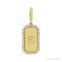 Sapphire Row Engravable Natural Diamond Pavé Dog Tag Pendant - 14K Yellow Gold (view 3)