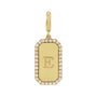 Sapphire Row Engravable Natural Diamond Pavé Dog Tag Pendant - 14K Yellow Gold (view 3)