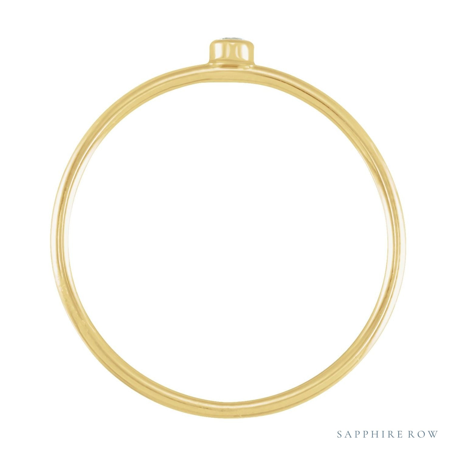 Sapphire Row Natural Diamond Mini Bezel Solitaire Stacking Ring - 14K Yellow Gold (view 2)